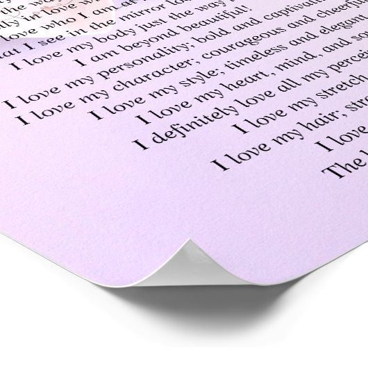 Kundenspezifisches Affirmations-Poster für die Lie Poster (Ecke)