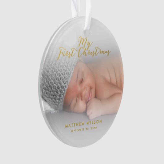 Kundenspezifisches Baby Boyl Goldskript-erstes Ornament (Vorderseite)