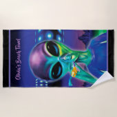 Kundenspezifisches Badetuch alien-Party (Vorderseite)