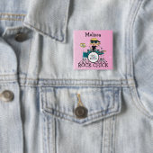 Kundenspezifisches blondes Schlagzeuger-Mädchen Button (Beispiel)