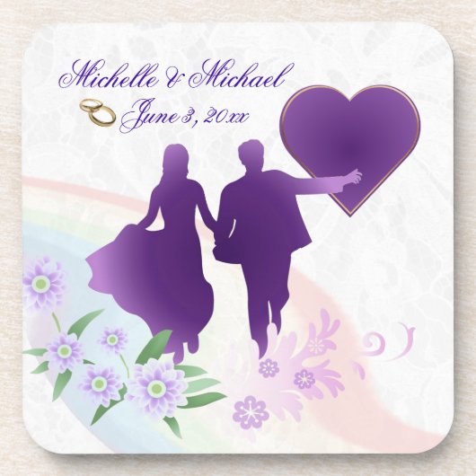 Kundenspezifisches Braut-und Bräutigam-Andenken Getränkeuntersetzer (Vorderseite)