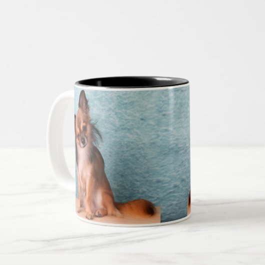 Kundenspezifisches Chihuahua-HundeFoto Zweifarbige Tasse (Vorderseite Links)