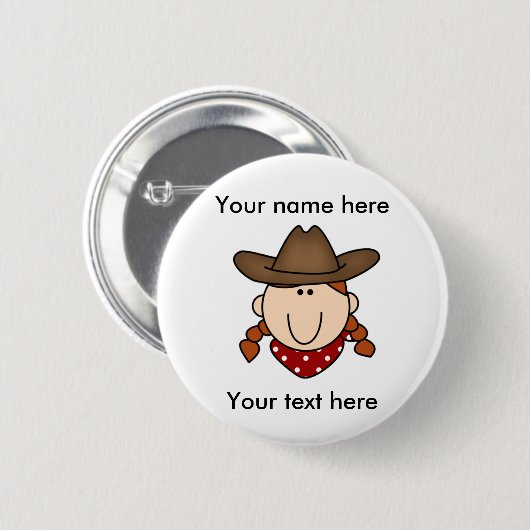 kundenspezifisches Cowgirl roter Knopf Button (Vorne & Hinten)