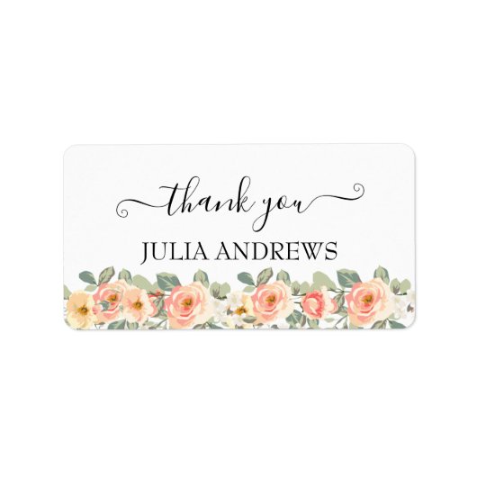 Kundenspezifisches "Danke!", blumenreich, schön Adressaufkleber (Vorne)