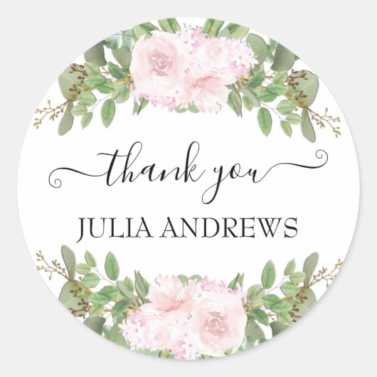 Kundenspezifisches "Danke!", blumenreich, schön Runder Aufkleber (Vorderseite)