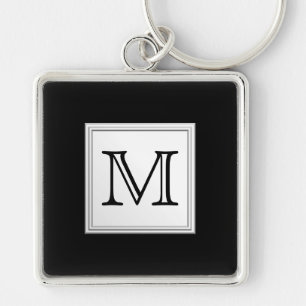Kundenspezifisches Druckmonogramm. Schwarzes und Schlüsselanhänger