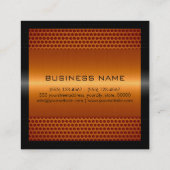Kundenspezifisches elegantes orange rostfreies quadratische visitenkarte (Rückseite)