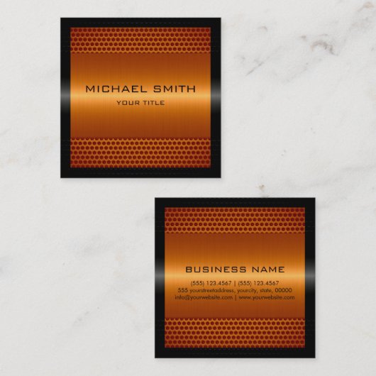 Kundenspezifisches elegantes orange rostfreies quadratische visitenkarte (Vorne/Hinten)