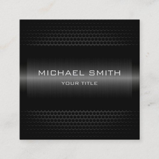 Kundenspezifisches elegantes schwarzes rostfreies quadratische visitenkarte (Vorderseite)