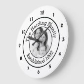 Kundenspezifisches Familien-Foto Schwarzweiss Große Wanduhr (Winkel)