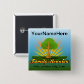 Kundenspezifisches Familien-Wiedersehen, grüner Button (Vorne & Hinten)