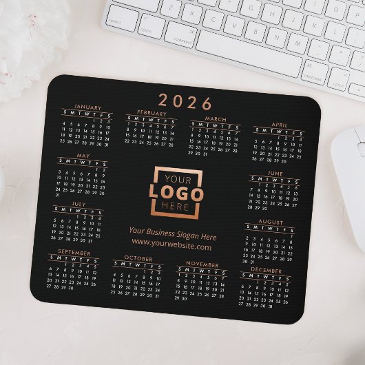 Kundenspezifisches Firmenlogo 2026 Kalender-Rose G Mousepad