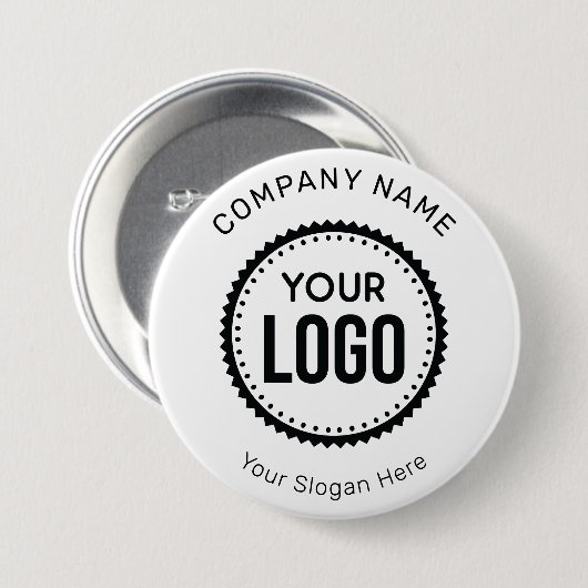 Kundenspezifisches Firmenlogo und Slogan mit Werbe Button (Vorne & Hinten)