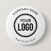 Kundenspezifisches Firmenlogo und Slogan mit Werbe Button (Vorderseite)