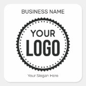 Kundenspezifisches Firmenlogo und Slogan mit Werbe Quadratischer Aufkleber (Vorderseite)