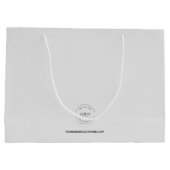 Kundenspezifisches Firmenlogo und Website grau Große Geschenktüte (Rückseite)