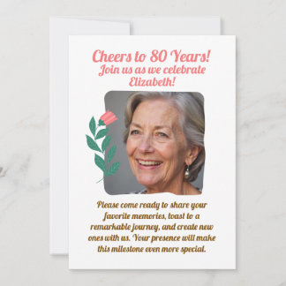 Kundenspezifisches Foto auf 80 Jahre 80. Geburtsta Einladung