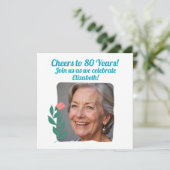 Kundenspezifisches Foto auf 80 Jahre 80. Geburtsta Einladung (Stehend Vorderseite)