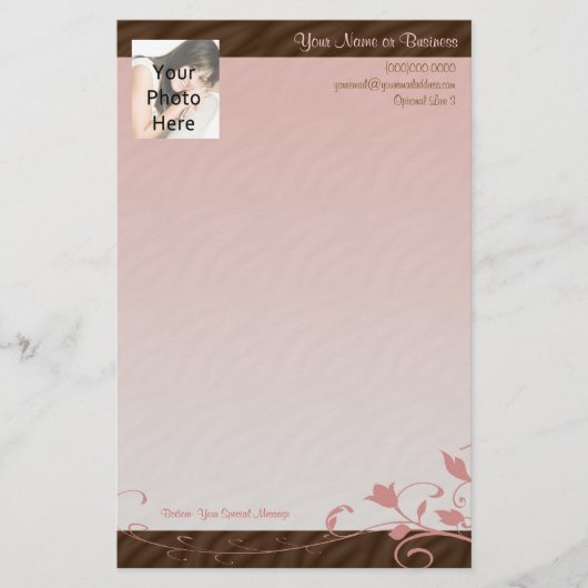 Kundenspezifisches Foto-Briefpapier, rosa Strudel Briefpapier (Vorderseite)