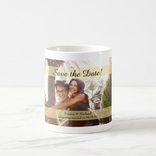 Kundenspezifisches Foto, das Save the Date Wedding Kaffeetasse (Mittel)