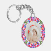 Kundenspezifisches Foto Frohe Weihnachten Moderne Schlüsselanhänger (Vorderseite links)