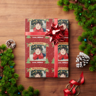 Kundenspezifisches Foto Frohe Weihnachtsfeiertage  Geschenkpapier