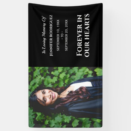 Kundenspezifisches Foto für immer in unserem Herze Banner (Vertikal)