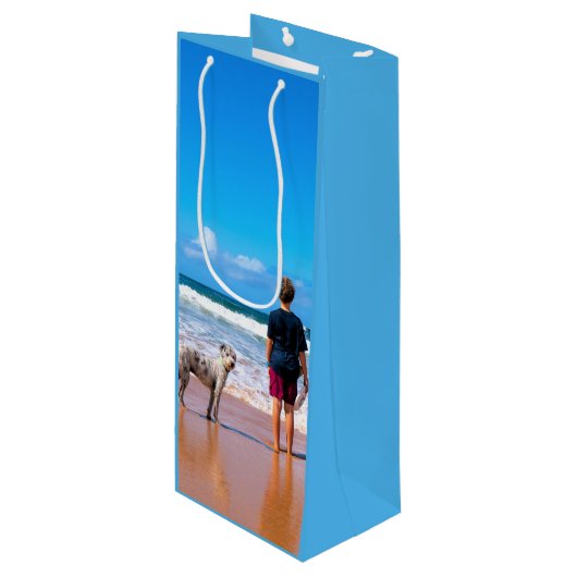 Kundenspezifisches Foto GIF Bag Ihr eigenes Design Geschenktüte Für Weinflaschen (Vorderseite Schrägansicht)