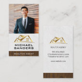 Kundenspezifisches Foto | Gold-Real-Anwesen-Logo Visitenkarte (Vorne/Hinten)