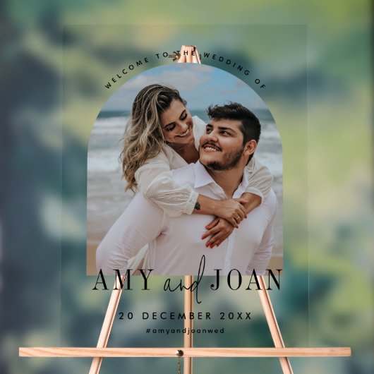 Kundenspezifisches Foto, kalligraphische Minimal-H Acrylschild (Neutral)