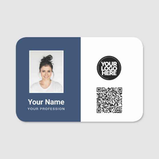 Kundenspezifisches Foto, Logo, Beruf, Qr-Code Namensschild (Vorderseite)