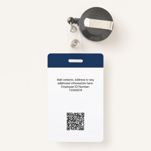 Kundenspezifisches Foto, Logo, Name, Qr-Code Ausweis (Rückseite mit Rechteck)