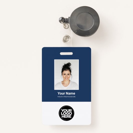 Kundenspezifisches Foto, Logo, Name, Qr-Code Ausweis (Vorderseite mit Rechteck)