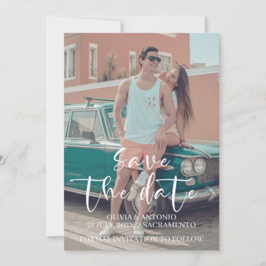 Kundenspezifisches Foto Minimalistisch Moderne Ein Save The Date (Vorderseite)