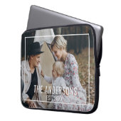 Kundenspezifisches Foto mit Familienname und fests Laptopschutzhülle (Vorderseite Links)