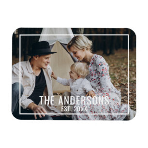 Kundenspezifisches Foto mit Familienname und fests Magnet