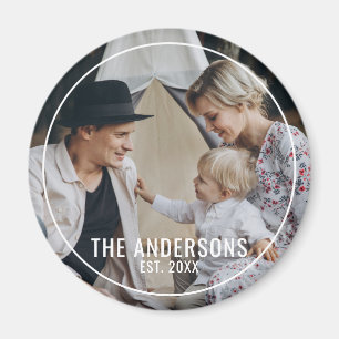 Kundenspezifisches Foto mit Familienname und fests Magnet