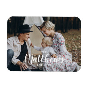 Kundenspezifisches Foto mit Familienname und fests Magnet