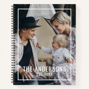 Kundenspezifisches Foto mit Familienname und fests Notizblock