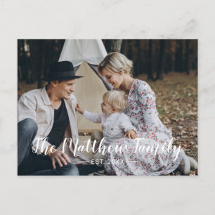 Kundenspezifisches Foto mit Familienname und fests Postkarte