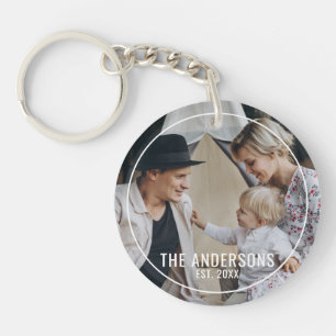 Kundenspezifisches Foto mit Familienname und fests Schlüsselanhänger