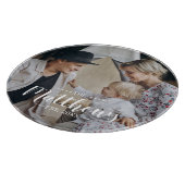 Kundenspezifisches Foto mit Familienname und fests Schneidebrett (Ecke)