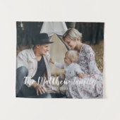 Kundenspezifisches Foto mit Familienname und fests Wandteppich (Vorderseite (Horizontal))