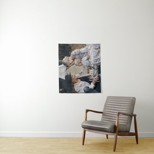 Kundenspezifisches Foto mit Familienname und fests Wandteppich (Beispiel)