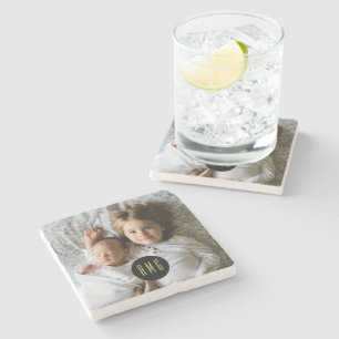 Kundenspezifisches Foto  Mit Monogramm Steinuntersetzer