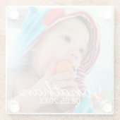 Kundenspezifisches Foto mit Namen und Datum Glasuntersetzer (Rückseite)