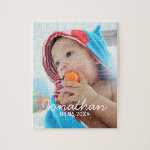 Kundenspezifisches Foto mit Namen und Datum Puzzle