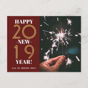 Kundenspezifisches Foto Modernes Glück Neujahr 201 Postkarte