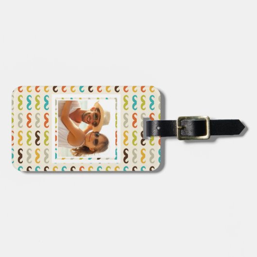 Kundenspezifisches Foto-Muster mit dem Schnurrbart Gepäckanhänger (Vorderseite horizontal)