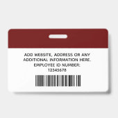 Kundenspezifisches Foto, Name, Logo, Bar, Abzeiche Ausweis (Rückseite)